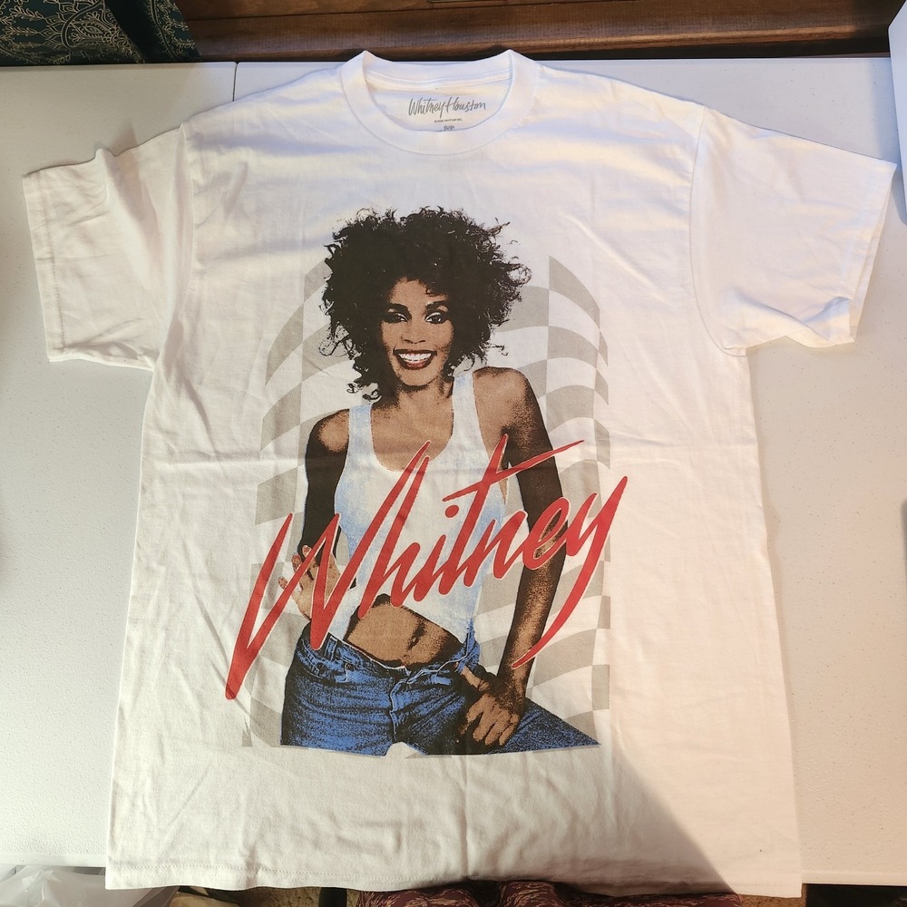 Men's Whitney Houston Wanna Dance Photo T-shirt Small White